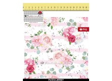 REST 40cm Jersey - Frl. von Julie rosa weiß gestreift Rosen